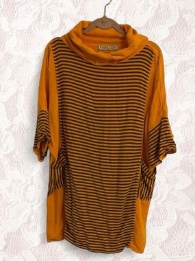 Papillon Orange and Black Striped Cowl Neck Tunic 2X